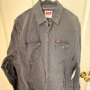 Wrangler Charcoal Button-Up Denim Shirt